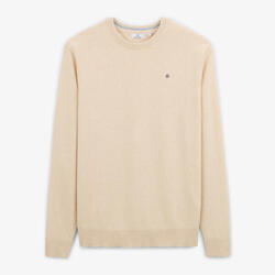 Pull col rond uni majorité coton beige
