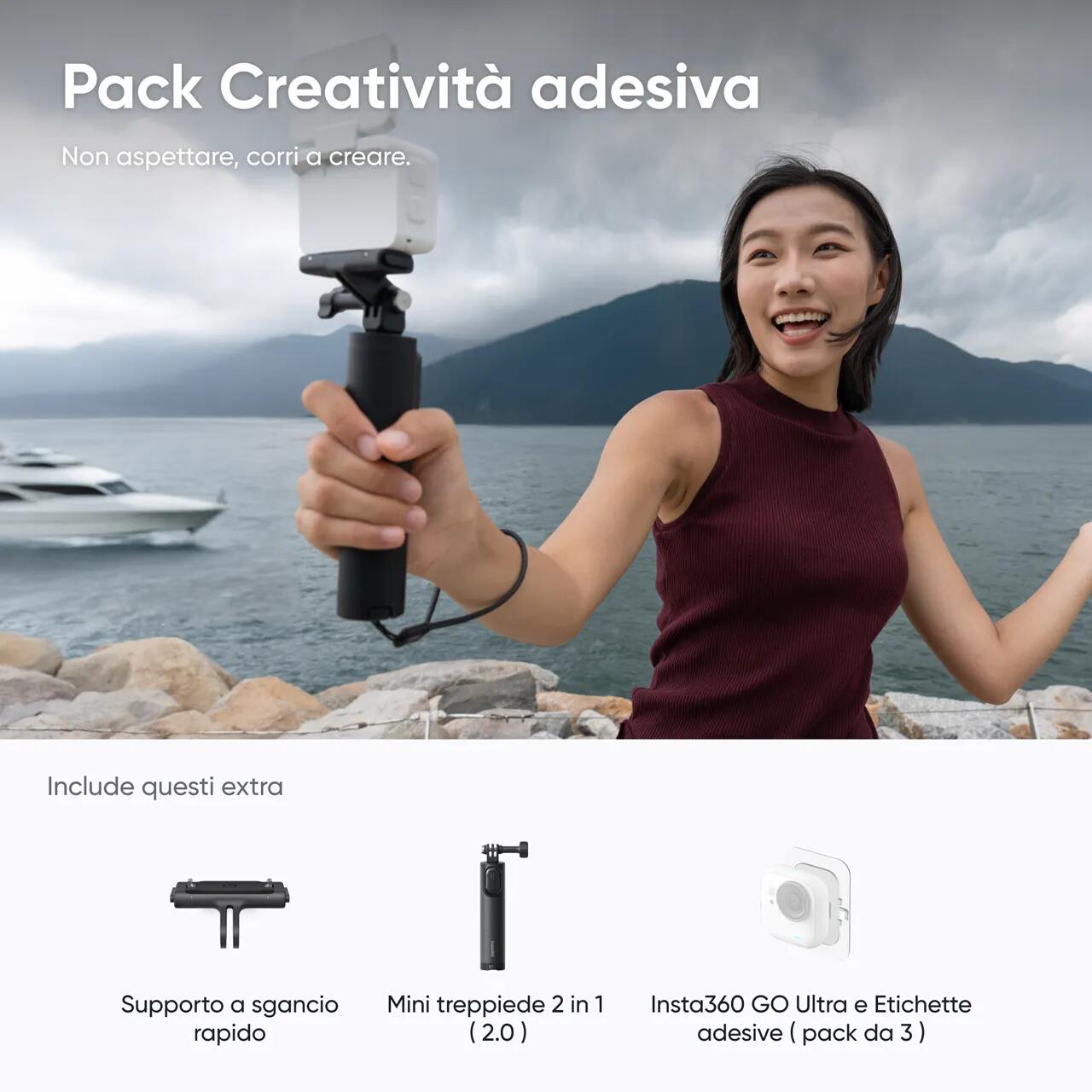 WH1916 Pellicola Proteggi Schermo Per Insta360 GO 2 | Kit 2+2: Vetro Lenti E TPU LCD, 9H
