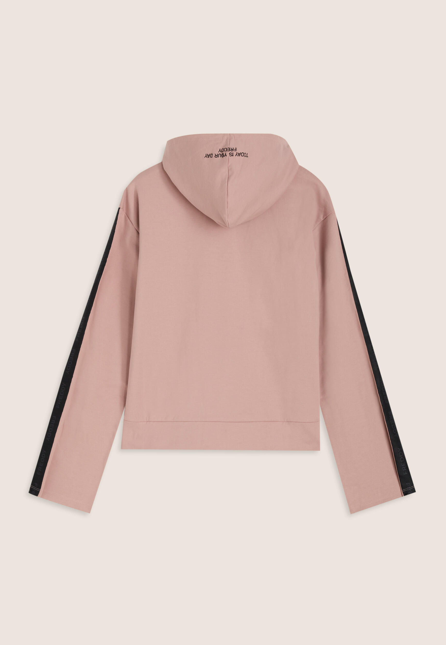 Sweat-shirt à capuche pour femmes, manches à bande avec logo 2/3