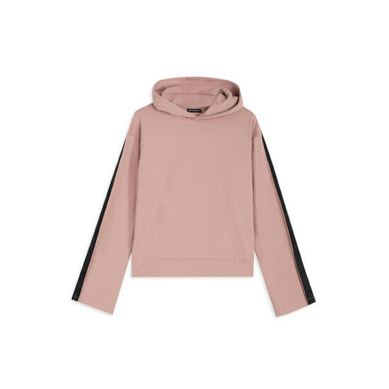 Felpa donna con cappuccio e maniche con banda logata