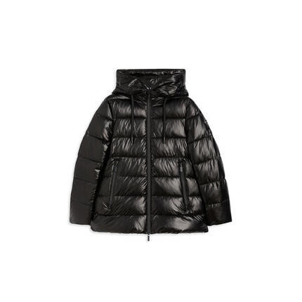 Doudoune pour femmes brillante avec capuche protectrice et cordon