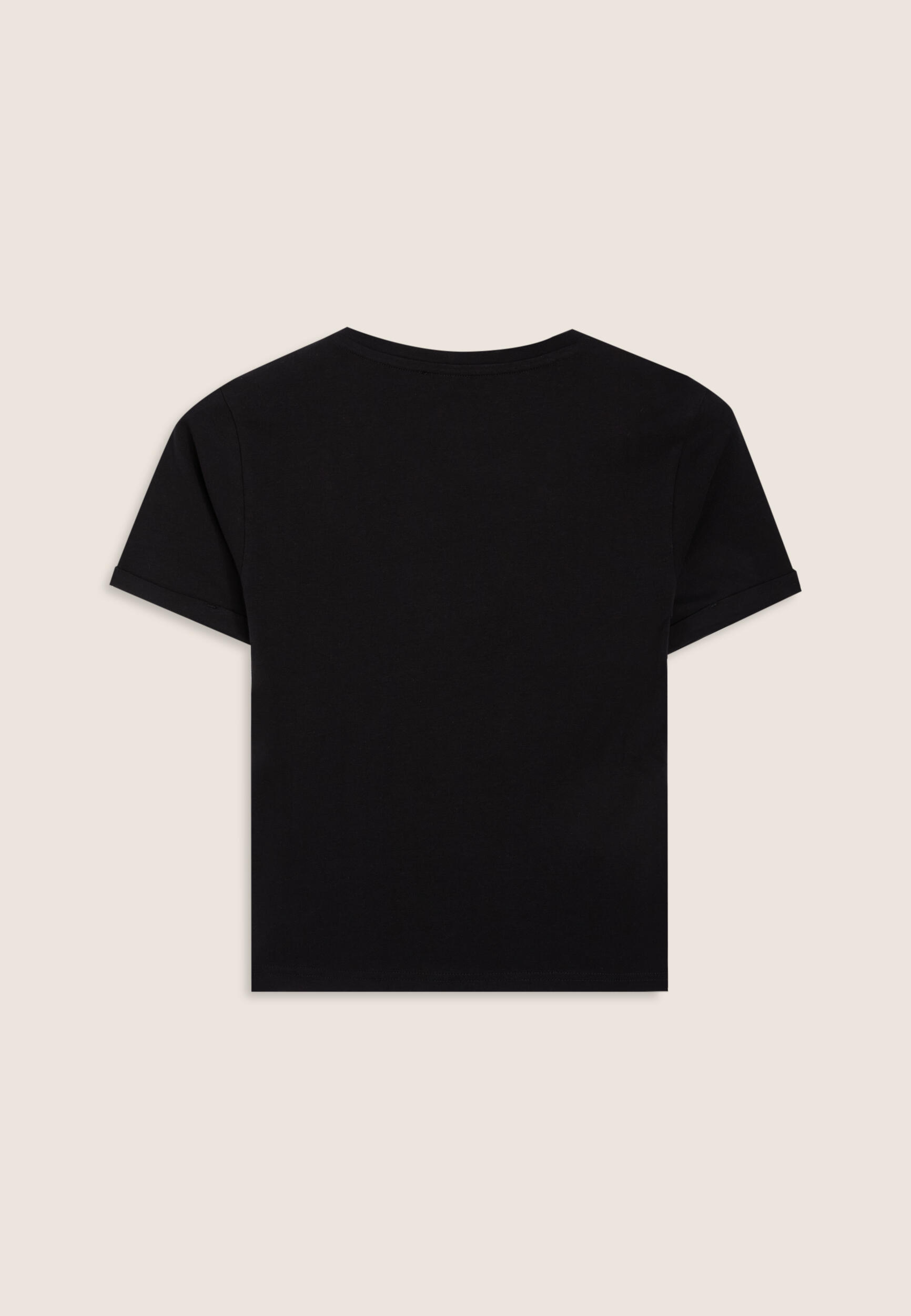T-shirt slim donna con scritta ricamata 2/3