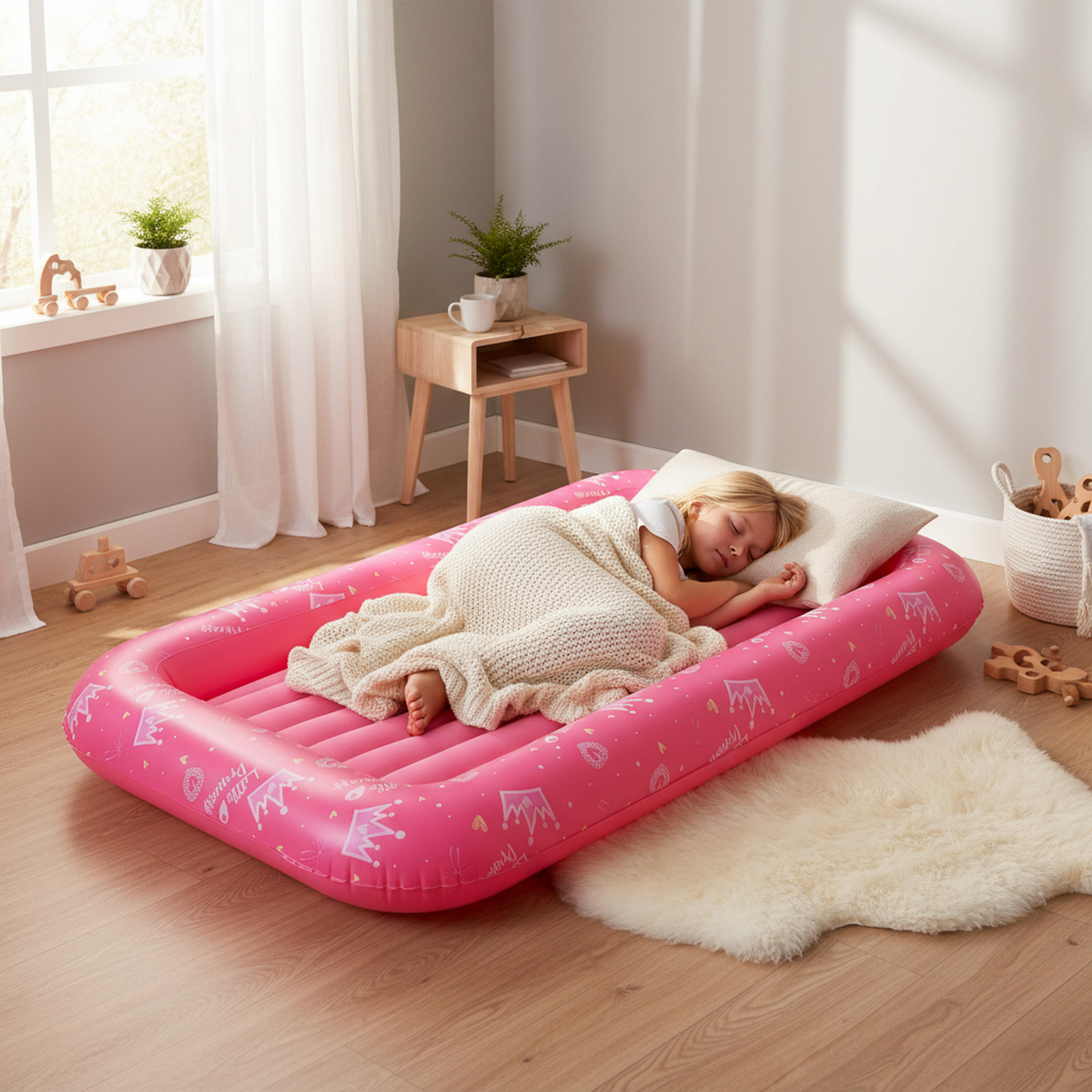 Luftmatratze Camping für 1 Kind 152x89x17,5cm rosa 3/7