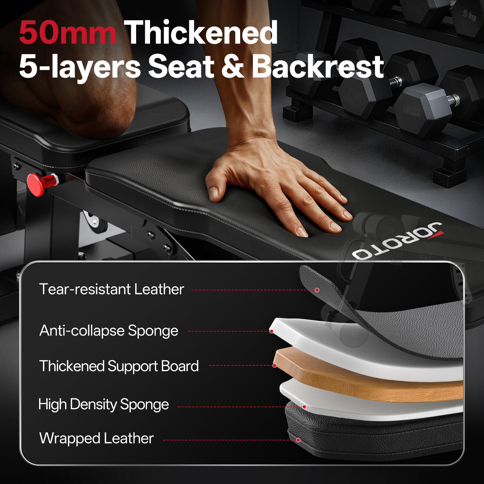 Banc de musculation réglables MD65, banc d'entraînement multifonction +roulettes 5/7