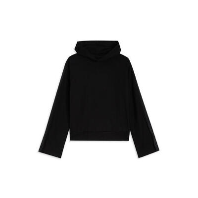 Felpa donna con cappuccio e maniche con banda logata