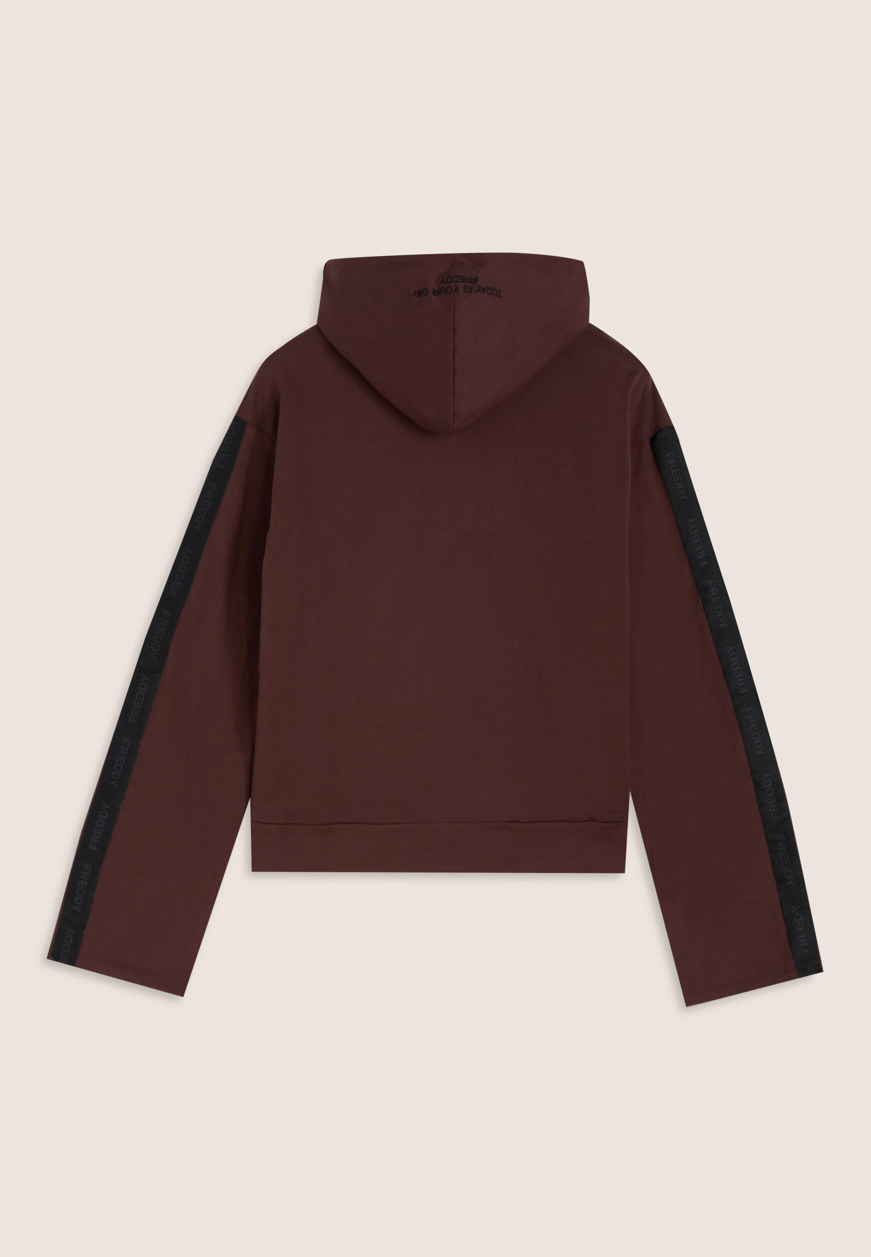 Sweat-shirt à capuche pour femmes, manches à bande avec logo 2/3