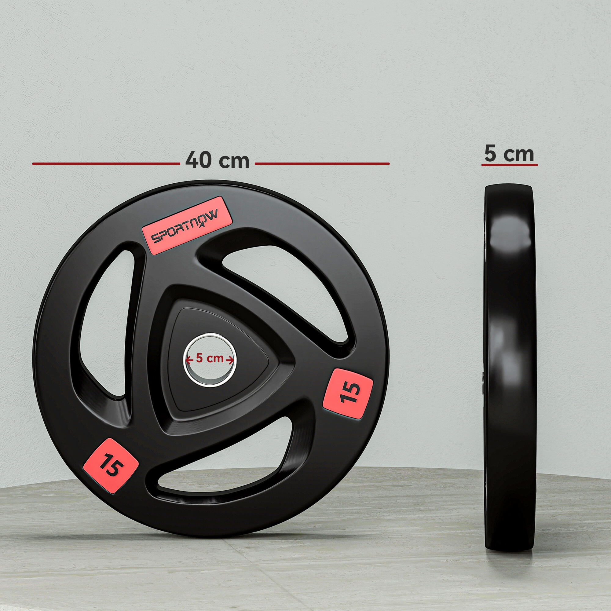 Discos de Pesas SPORTNOW 40x40x5 cm Negro 3/5