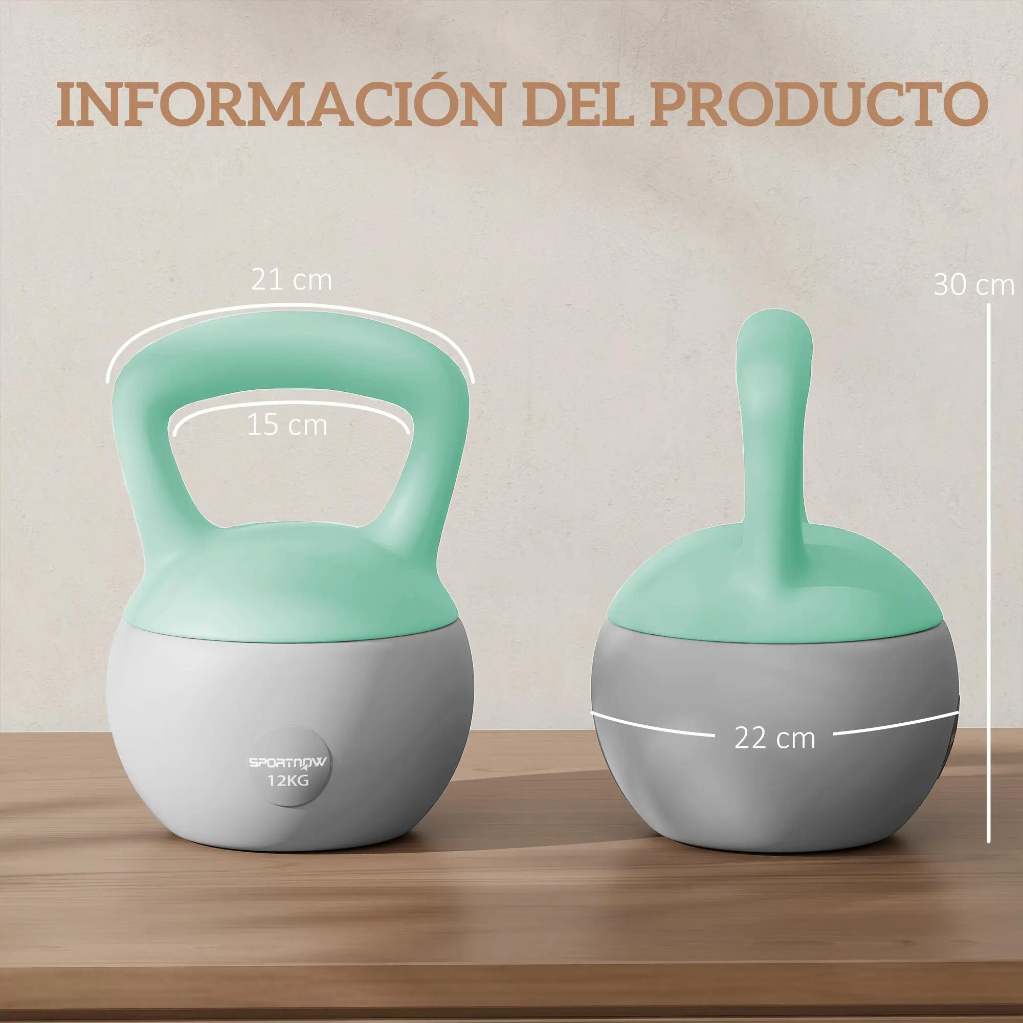 Kettlebell 12 kg rempli de sable, poignée antidérapante en métal, pour l'entraîn 5/9