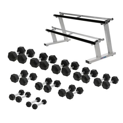 Kompakthantel-Set Gummi Hex 1-20 kg, inkl. doppeltem Ablageständer