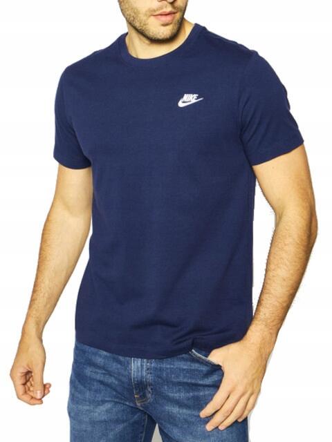 Nike SportSwear, T-Shirt Uomo Con Logo Cucito - Blu, Bianco, 4/5