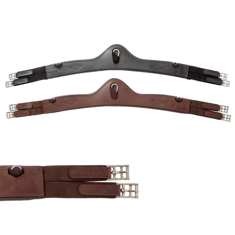 Kavalkade - Sangle De Selle Courte En Cuir Huilé Avec Élastique Kavalkade Atlas - Sangle D'Équitation - Marron - 125 Cm - Decathlon