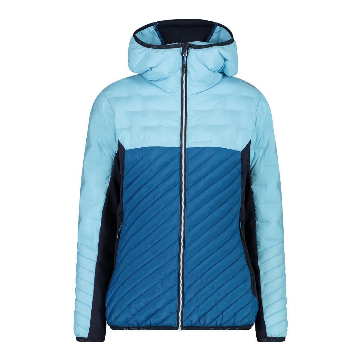 Cmp - Doudoune À Capuche Hybrid Femme Cmp Unlimitech - Doudoune Synthétique - Bleu|vert - Decathlon