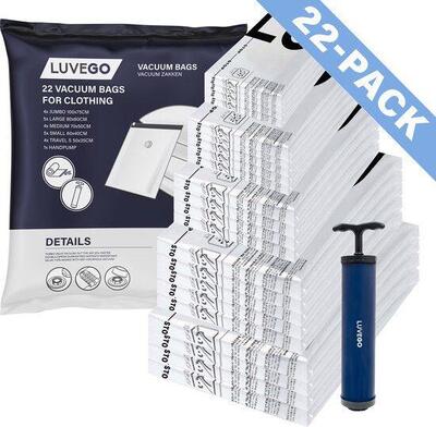 Sacchetti sottovuoto per vestiti e piumoni - 23 pezzi / 5 misure - Sacchetti da