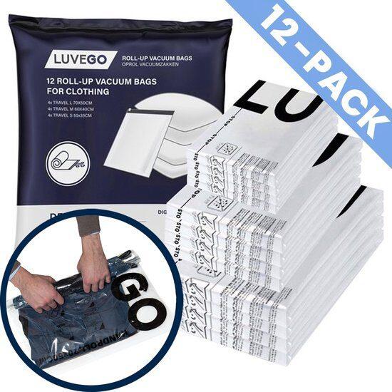Luvego - Sacs Sous Vide Pour Vêtements 12-pack - Sacs Enroulables - Sacs De Rangement - Sac De Compression - Blanc - Taille Unique - Decathlon