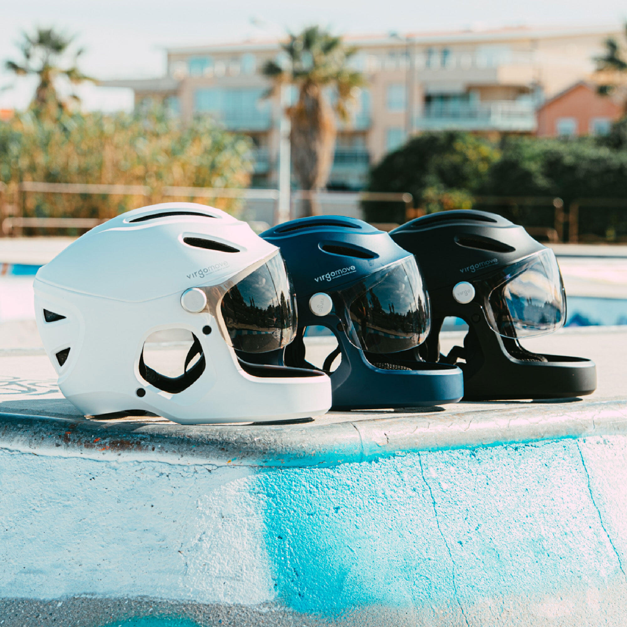 Virgo Integral Mips Blauw - Integrale Urban-helm met vizier en achterlicht 7/9