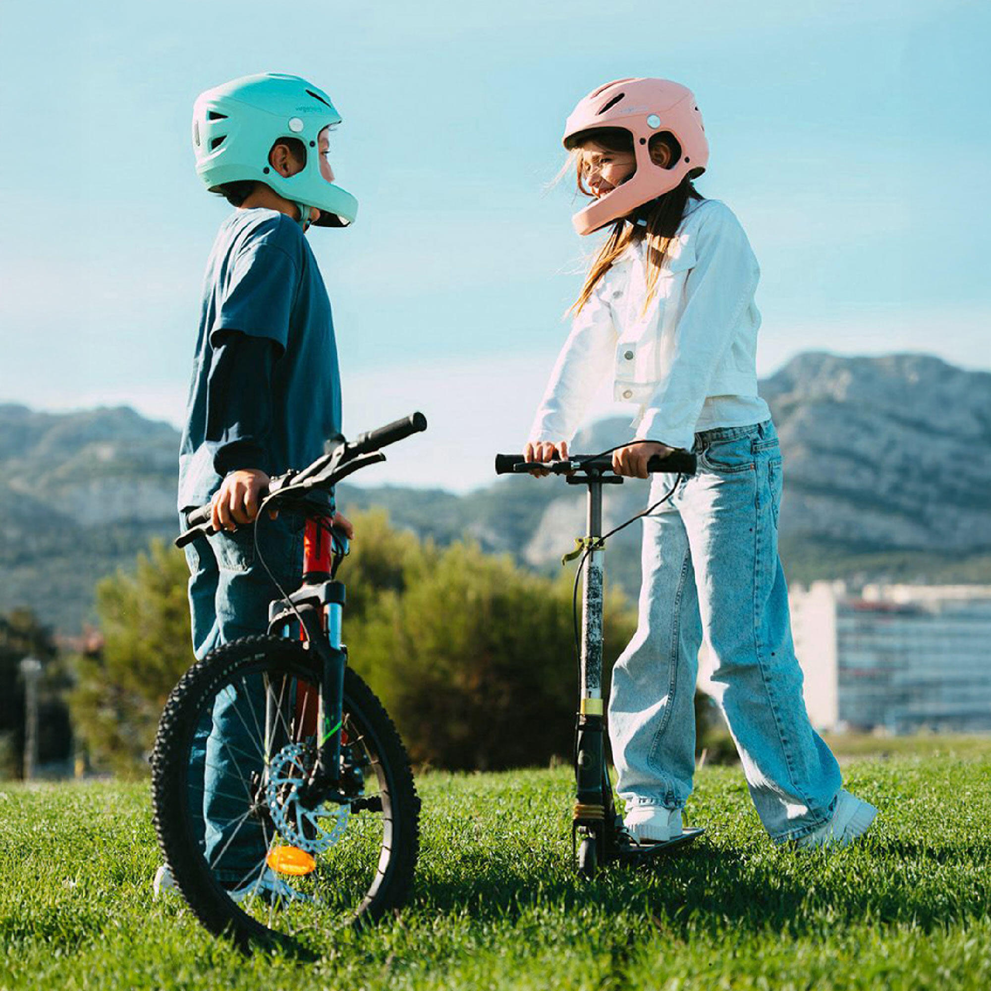 Casco integral Virgo Kid Verde - Protección Completa para Niños 5/9