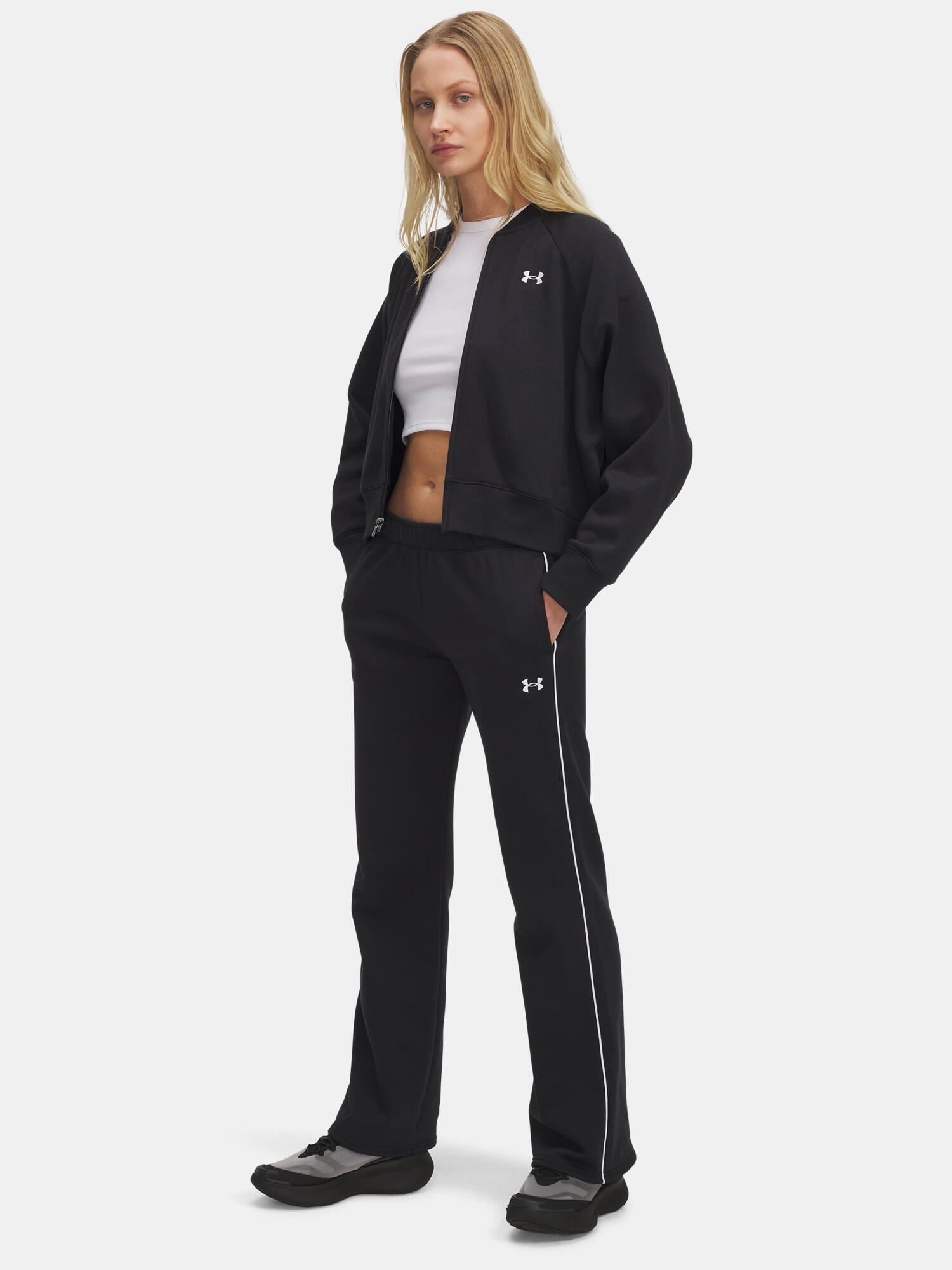 Spodnie Dresowe Damskie UA RIVAL FLC PIPED PANT 6003711-003 4/5