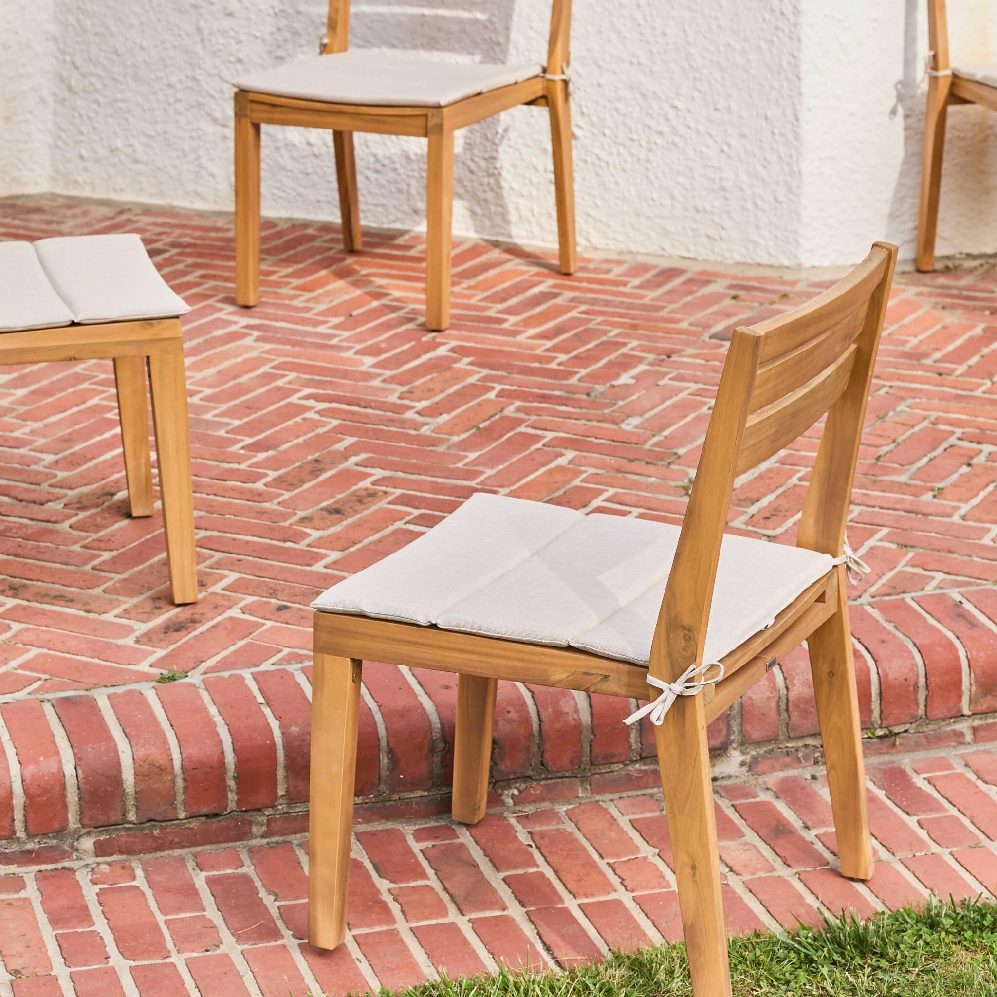 Cadeiras de jardim em madeira de acácia, set de 4, Bege 3/5