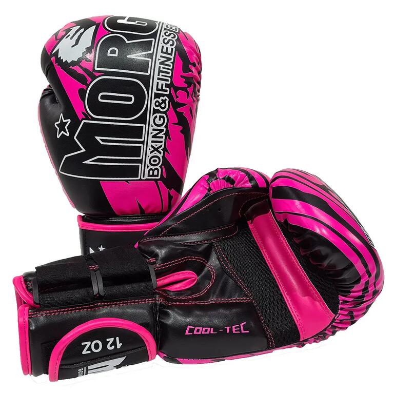 Black and gold Muay Thai gloves with padded cuffs and wrist support