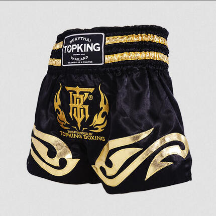 SHORT MUAY THAI TOPKING NOIR AVEC DÉTAILS DORÉS