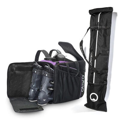 Skischuhtasche Pro 57L + 200cm Skitasche für 2 Paar | SET Tannengrün