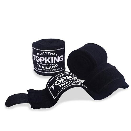 BANDES DE BOXE TOPKING COTON ÉLASTIQUE NOIR 4 MÈTRES