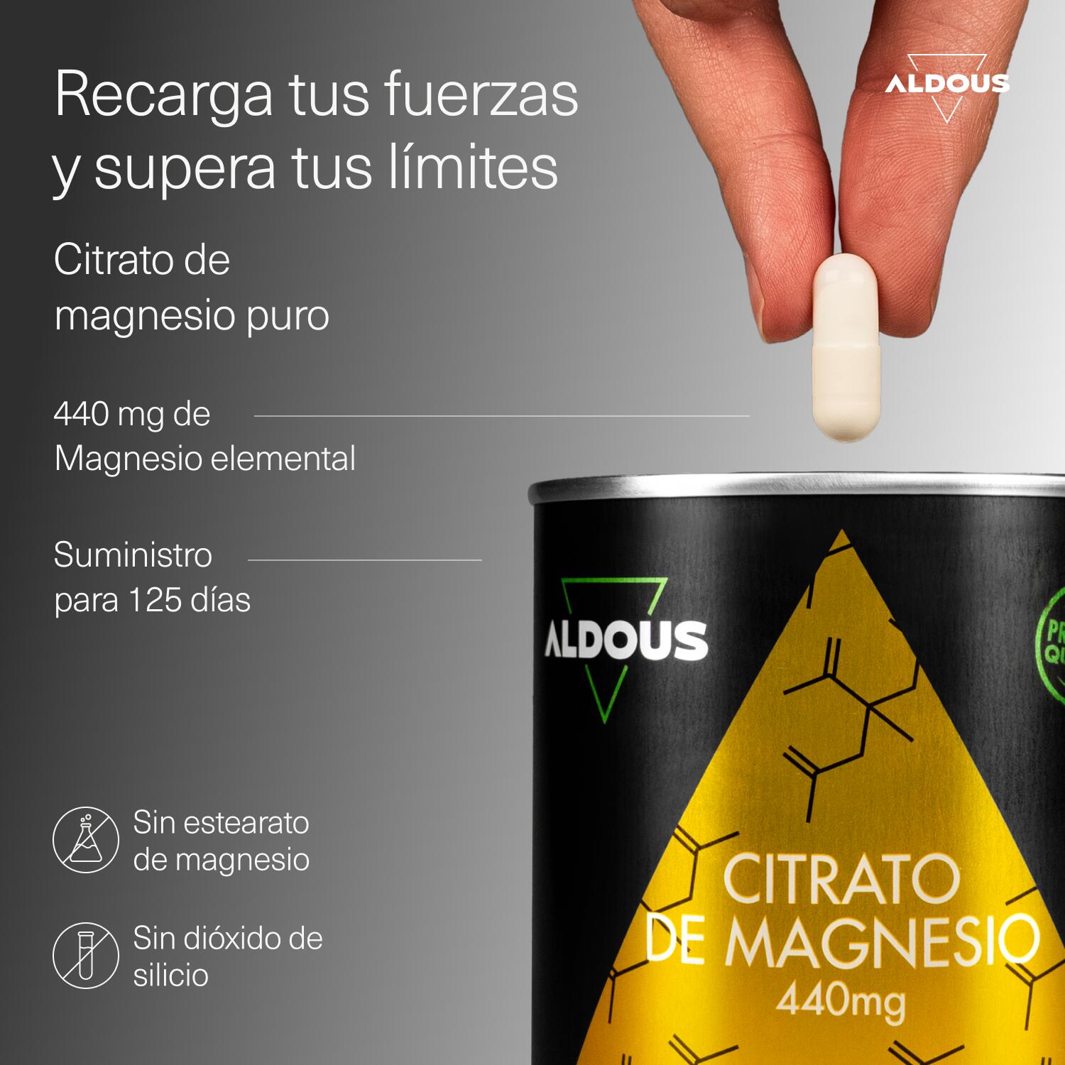 Citrate de magnésium - 250 gélules - Aldous 2/6