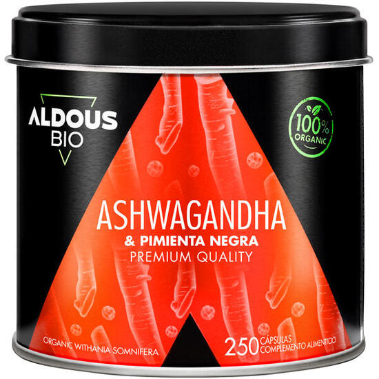 Ashwagandha con Pimienta Negra Ecológica Aldous Bio | 250 cápsulas