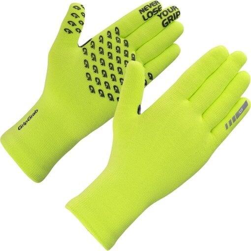 GRIPGRAB Fahrradhandschuhe Wasserdicht Gestrickt Gelb Hi-Vis - Größe M/L