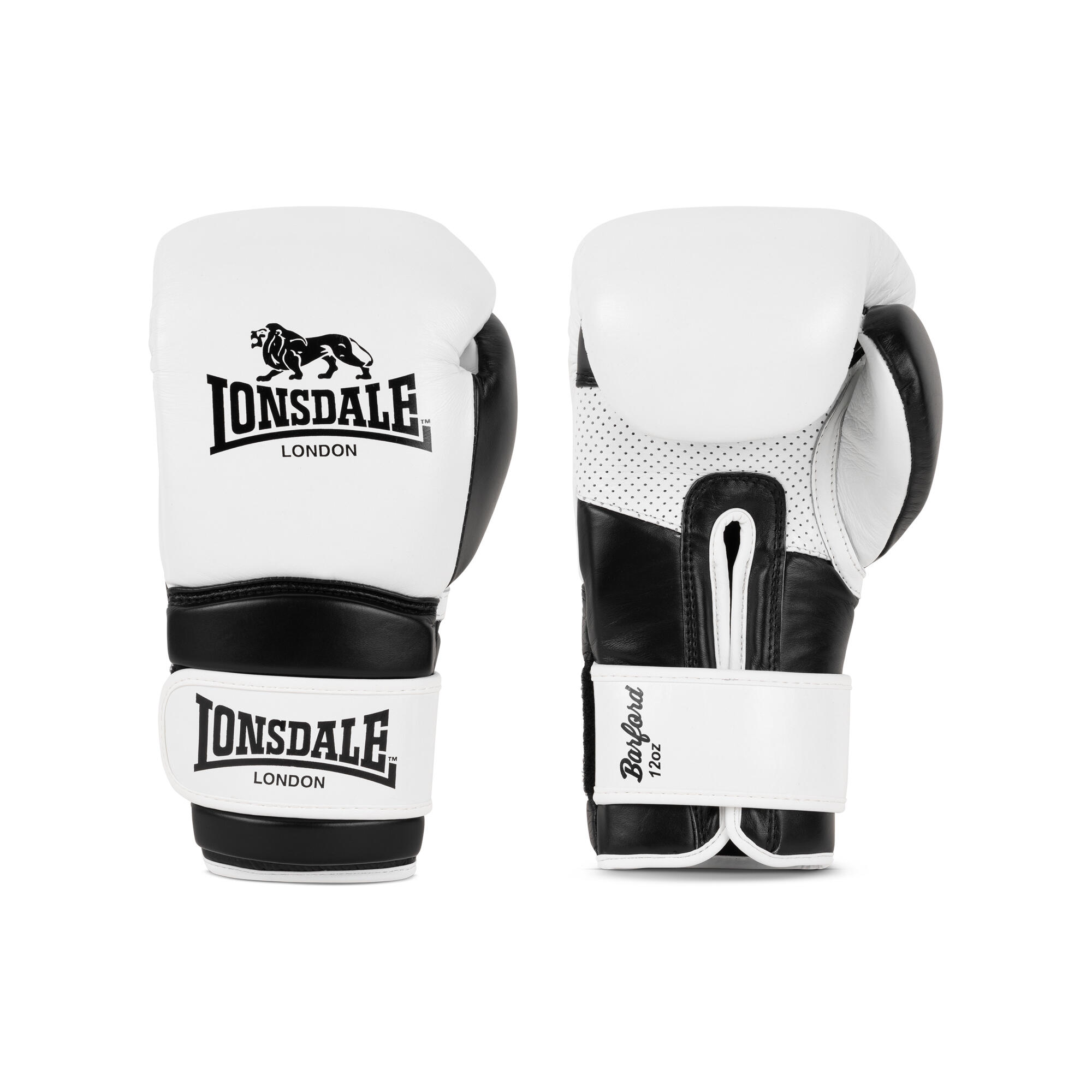 Lonsdale - Gants De Boxe En Cuir Lonsdale Barford - Gants De Boxe - Blanc|noir - 12 Oz - Decathlon
