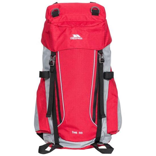 Trespass TREK 33 – Sac à dos randonnée 33 L, rouge/gris