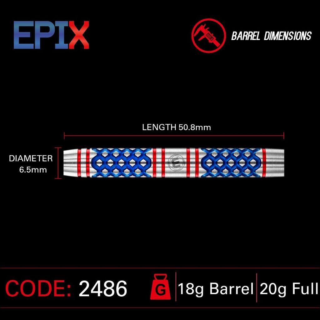 Winmau Epix Soft Tip 20 g — 90 % tungstène, grip Hex‑Tech 4/7
