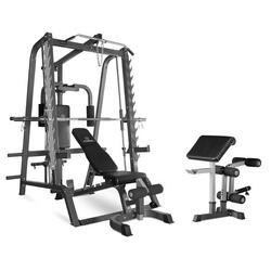 Multipower - Machine Smith avec Poulie Haute et Basse + Banc Réglable 330BM,