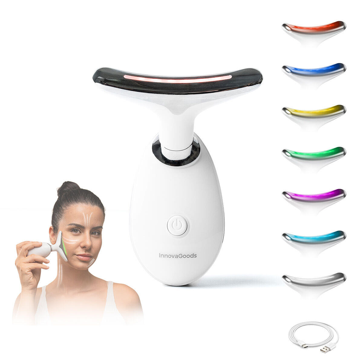 Aparat Electric de Masaj Facial pentru Față și Gât cu LED INNOVAGOODS