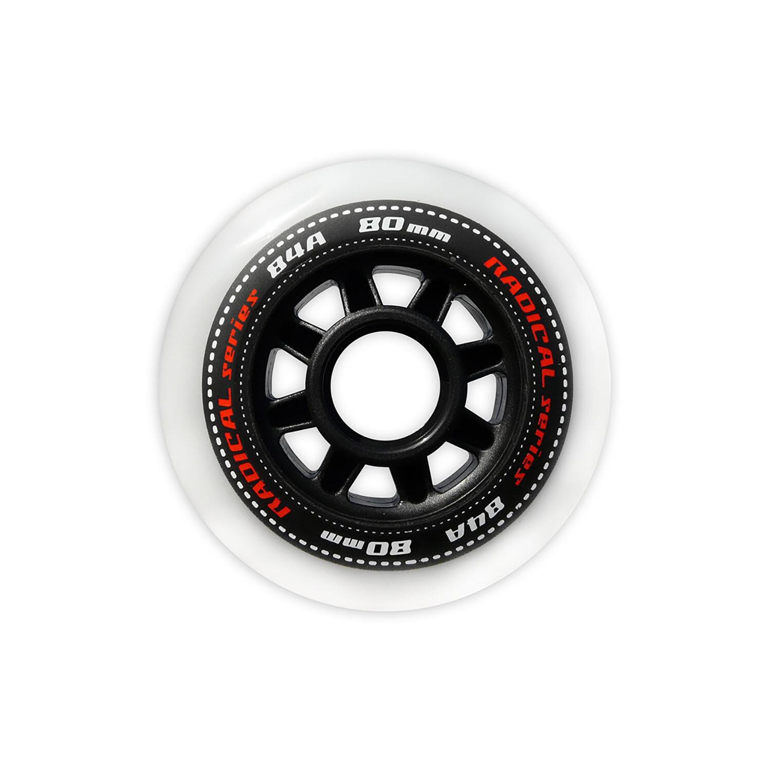 Roues de roller  Radical 84A, 80 mm, lot de 4, blanches 4/4