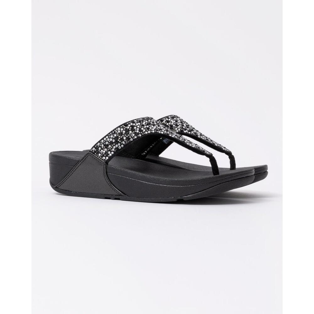 PANTOUFLE Ergonomica FEMME Fitflop Lulu Crystal-mix Toe Post NOIR 3/7