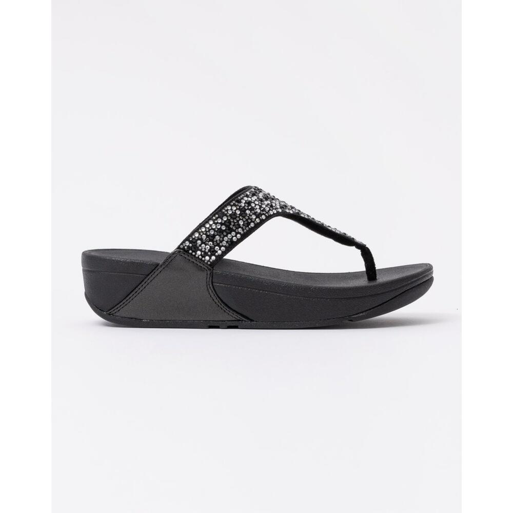 PANTOUFLE Ergonomica FEMME Fitflop Lulu Crystal-mix Toe Post NOIR 4/7