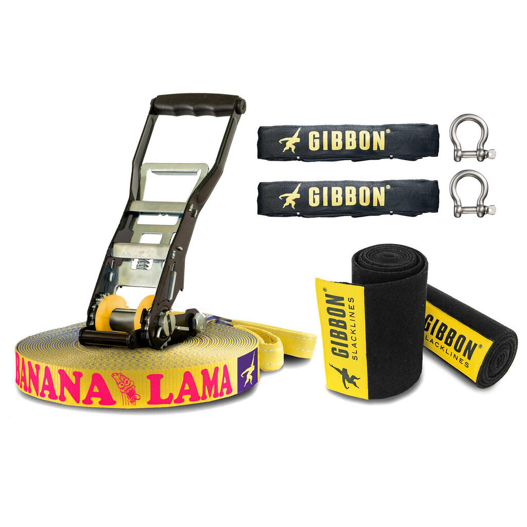 Slacklining slackline set Bananalama XL with tree protection