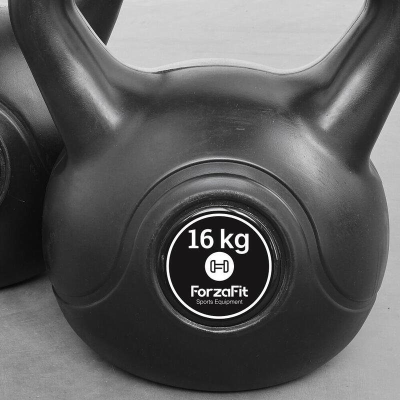 Kettlebell 16 kg - Plastic - pentru uz interior și exterior - Negru