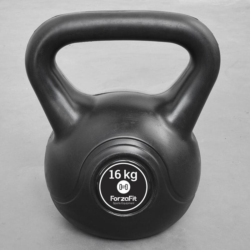 Kettlebell 16 kg - Plastic - pentru uz interior și exterior - Negru