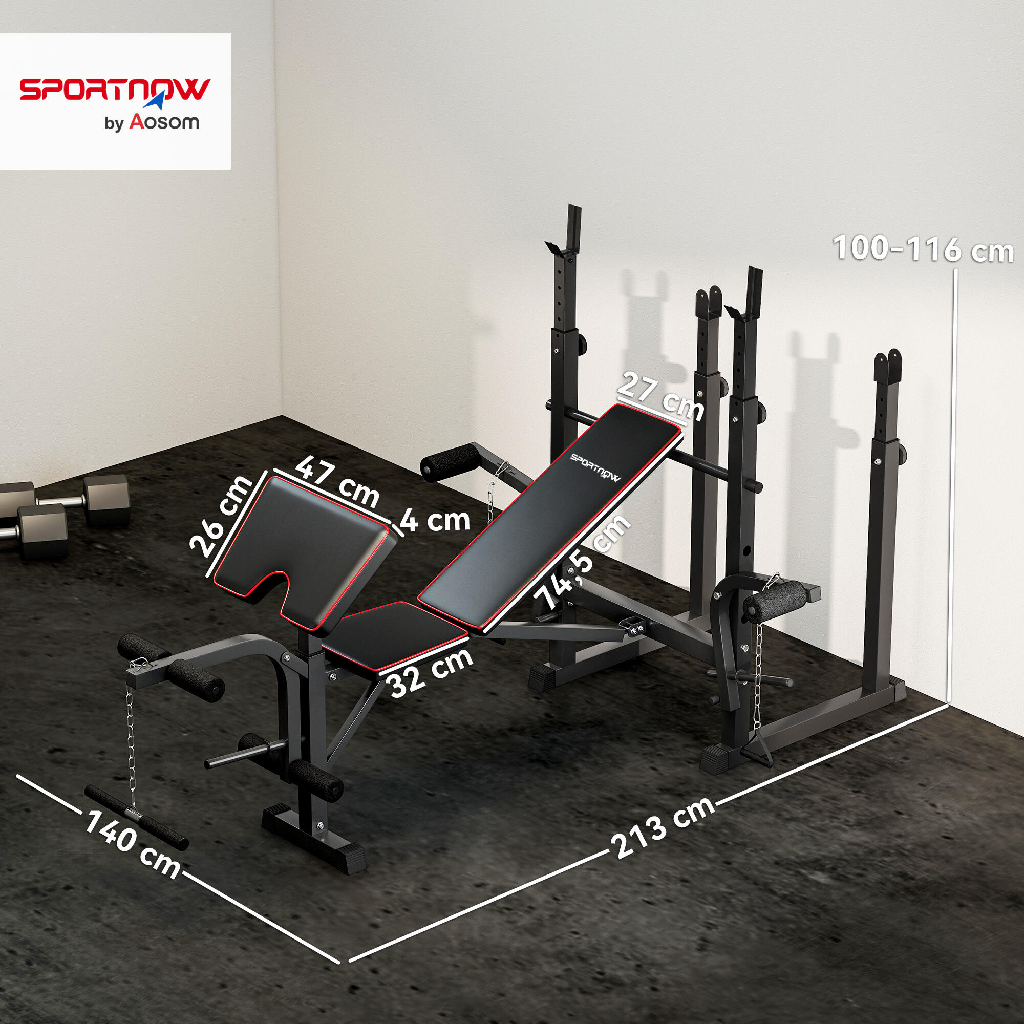 Banco de Pesas SPORTNOW 213x140x116 cm Negro 3/8