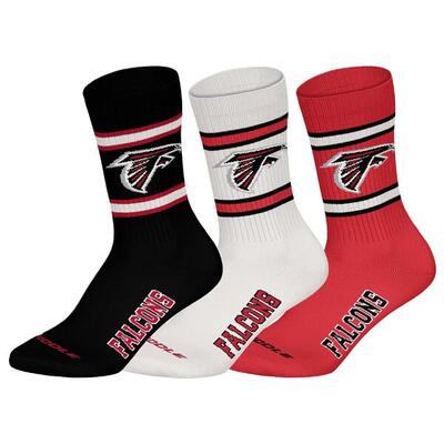 Nfl atlanta falcons 3pk huddle crew socks 43/46 blk/wht/red