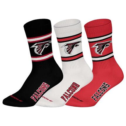 NFL Atlanta Falcons 3pk Huddle Crew Socks 43/46 Blk/Wht/Red