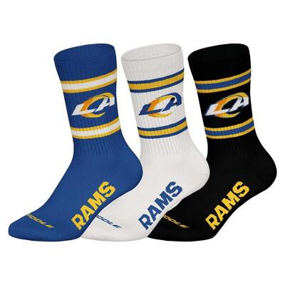 Nfl los angeles rams 3pk huddle crew socks 43/46 blu/wht/blk
