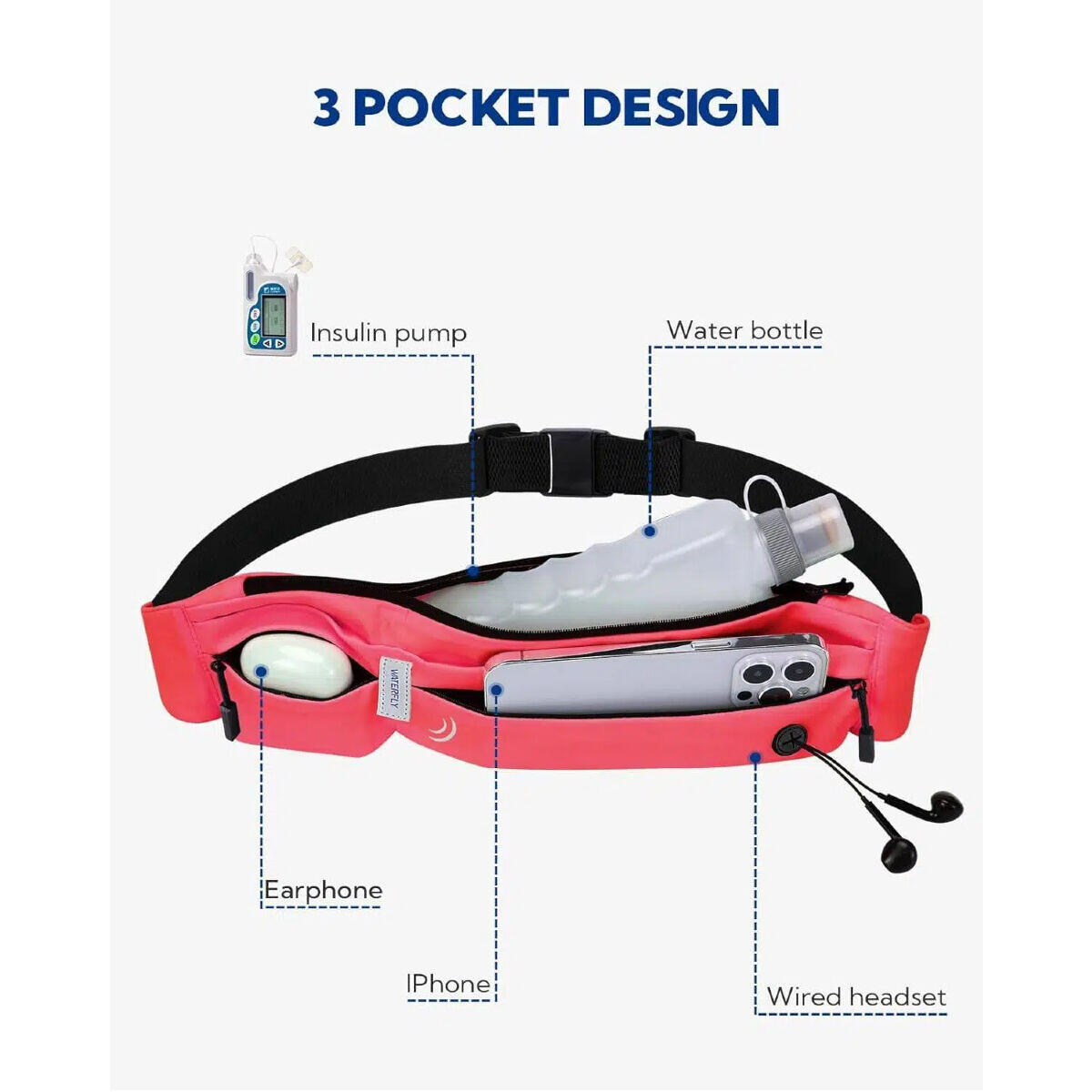 Waterfly Pochete Running Sport Running 3.0 Unisex Vermelho 3/5