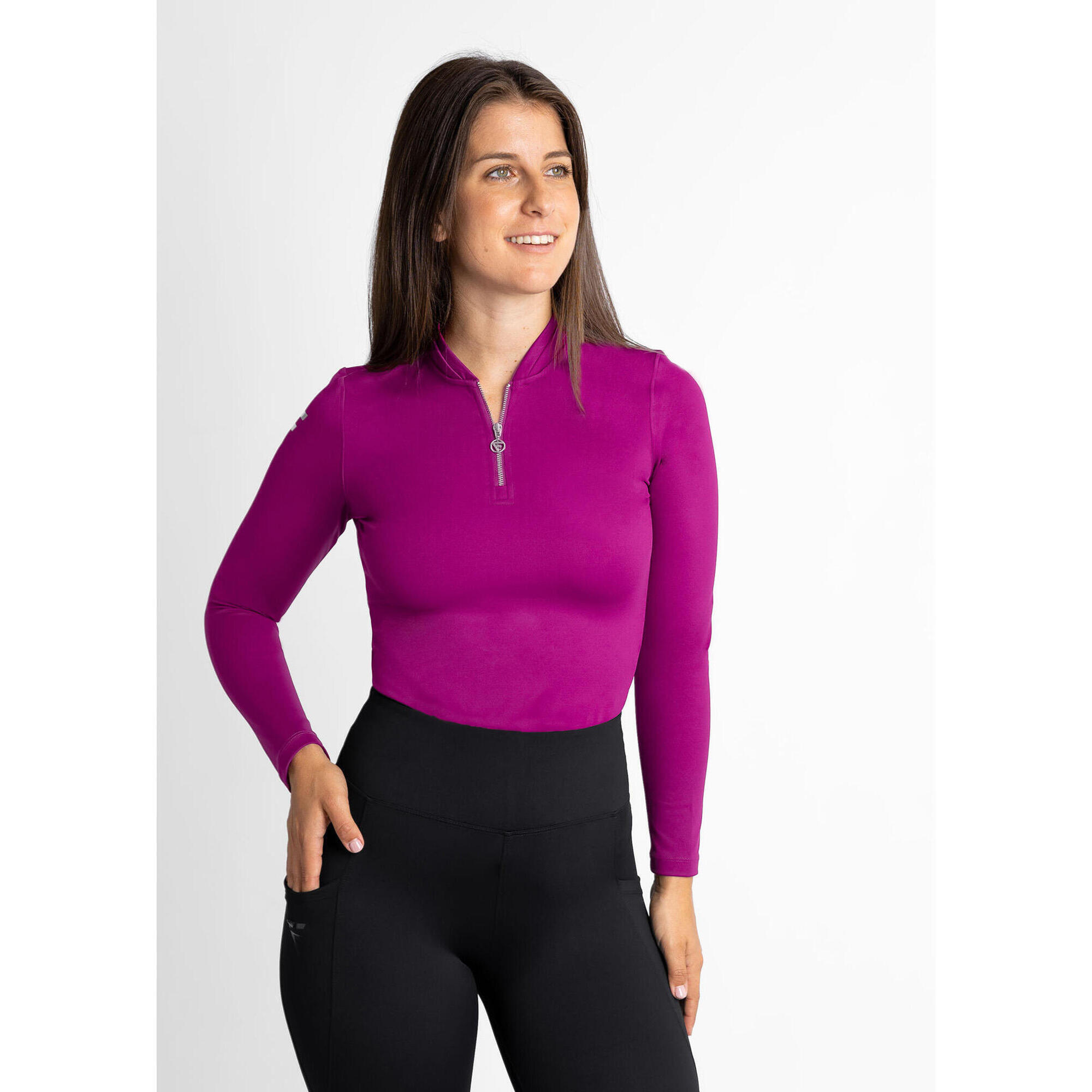 Flairway Golf - Polo De Golf Technique Femme Cypress Manches Longues – Respirant Et Extensible - Chemise Manches Longues - Violet - Decathlon