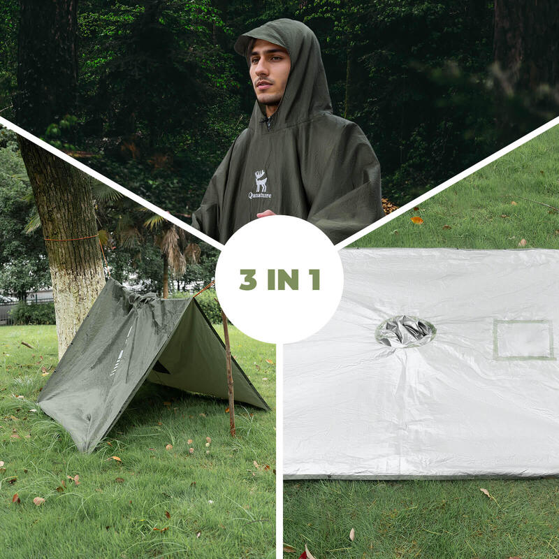 Poncho de ploaie multifuncțional 3 în 1 pentru exterior