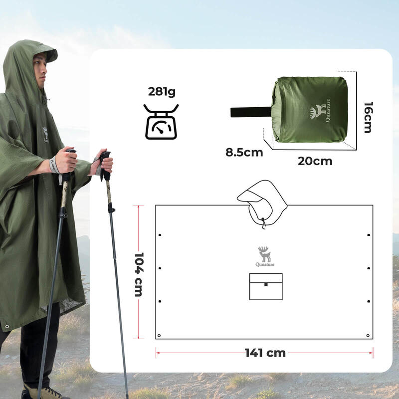 Poncho de ploaie multifuncțional 3 în 1 pentru exterior
