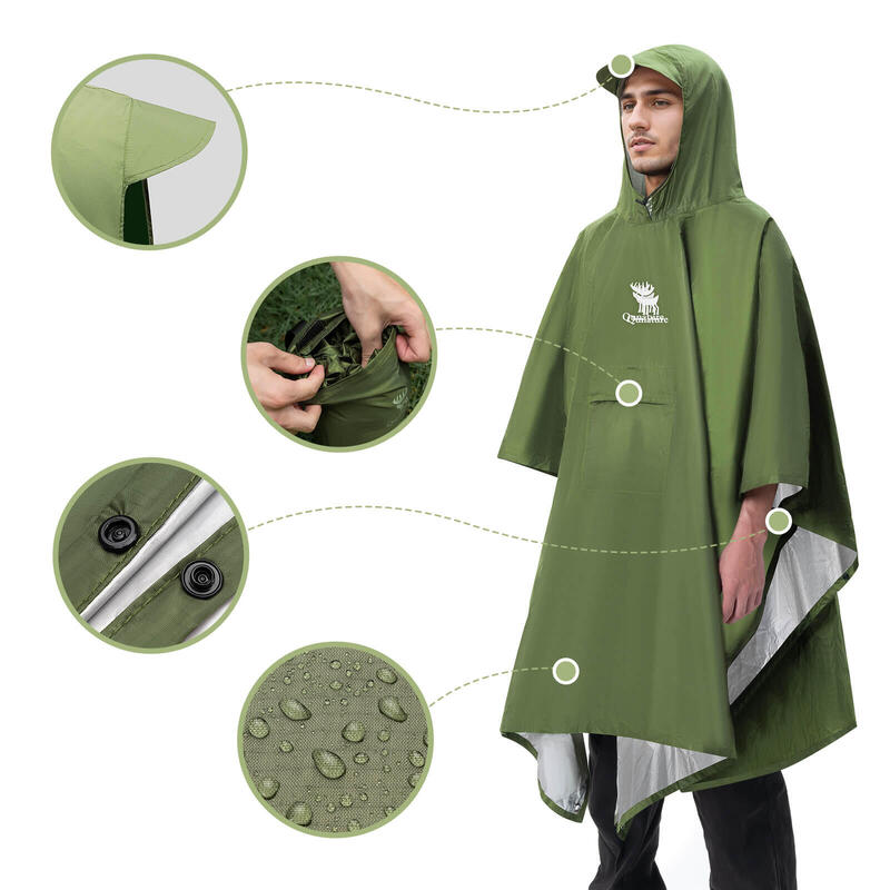 Poncho de ploaie multifuncțional 3 în 1 pentru exterior
