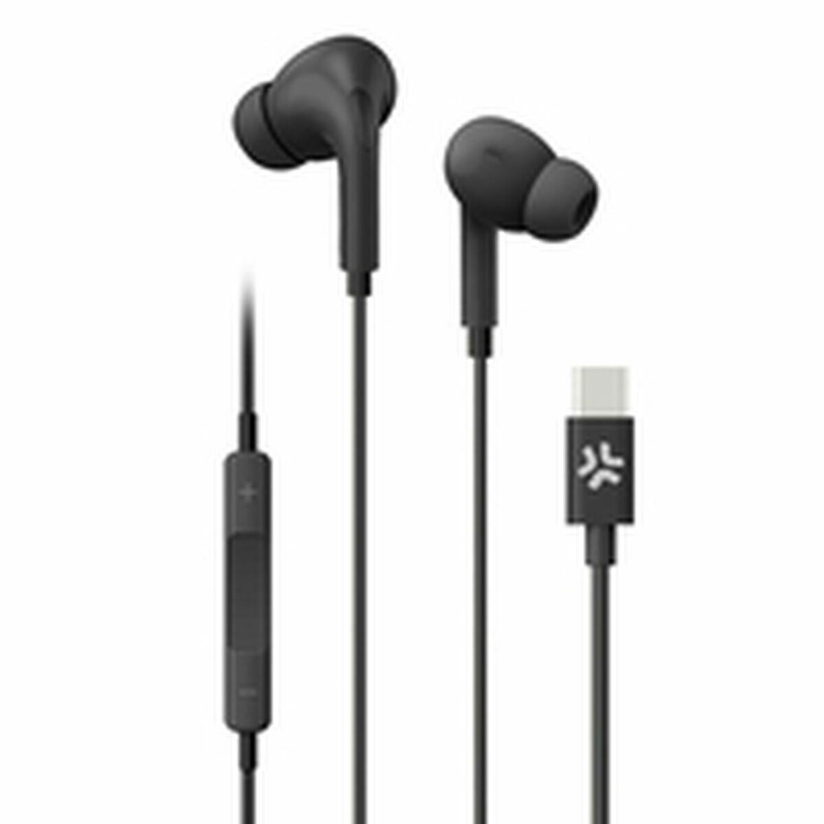 Auriculares CELLY UP1200TYPECBK USB-C 3/4